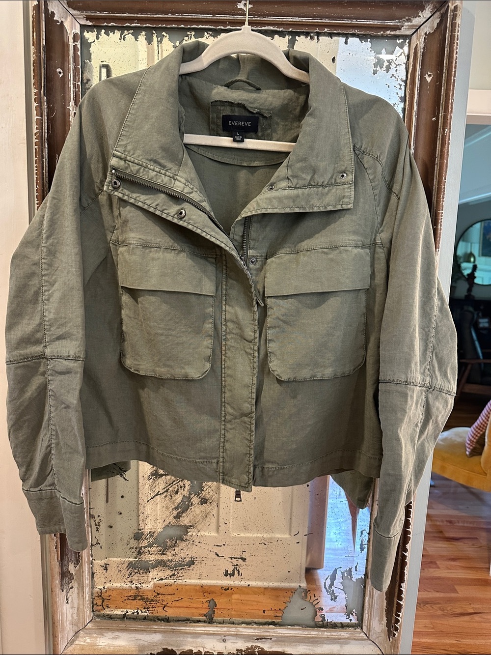 Evereve Olive Green Utility Jacket with Flap Pockets